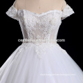 Beaded Appliqued cap sleeve White wedding dress bridal gown